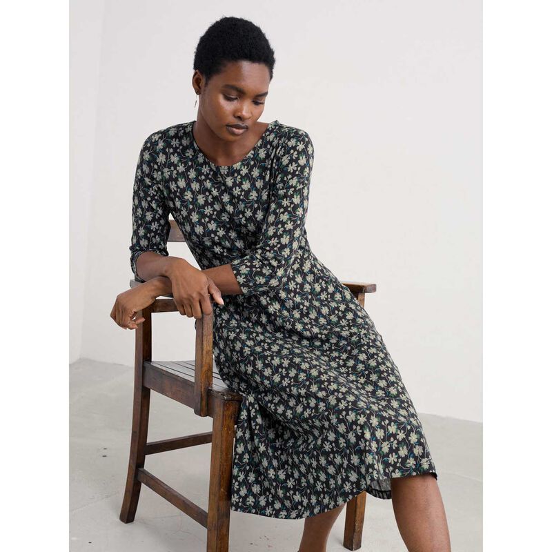 Seasalt Cornwall April Dress Smudge Floral Onyx image number 2